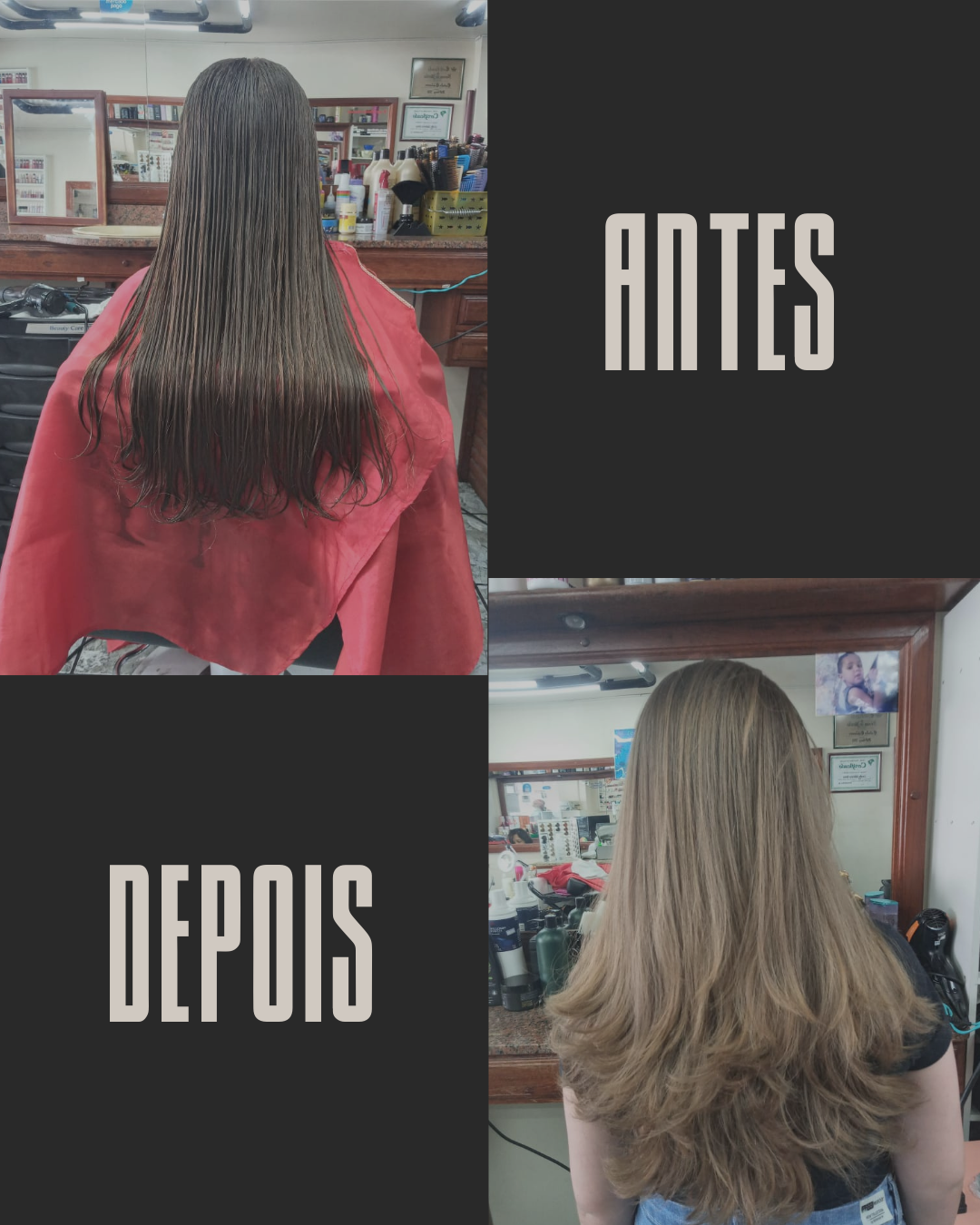 Antes e depois do cabelo